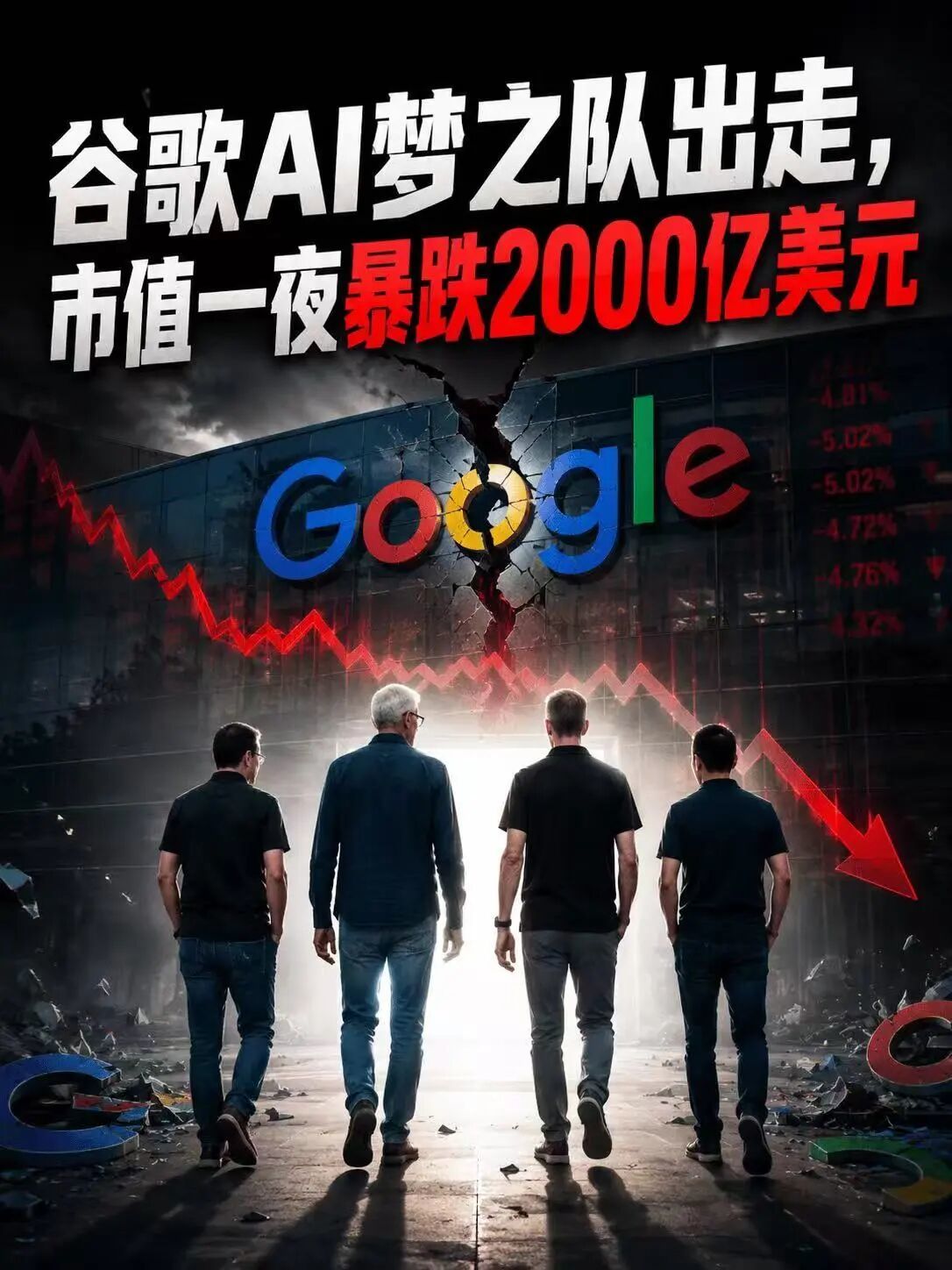 谷歌AI梦之队出走,市值暴跌2000亿美元
