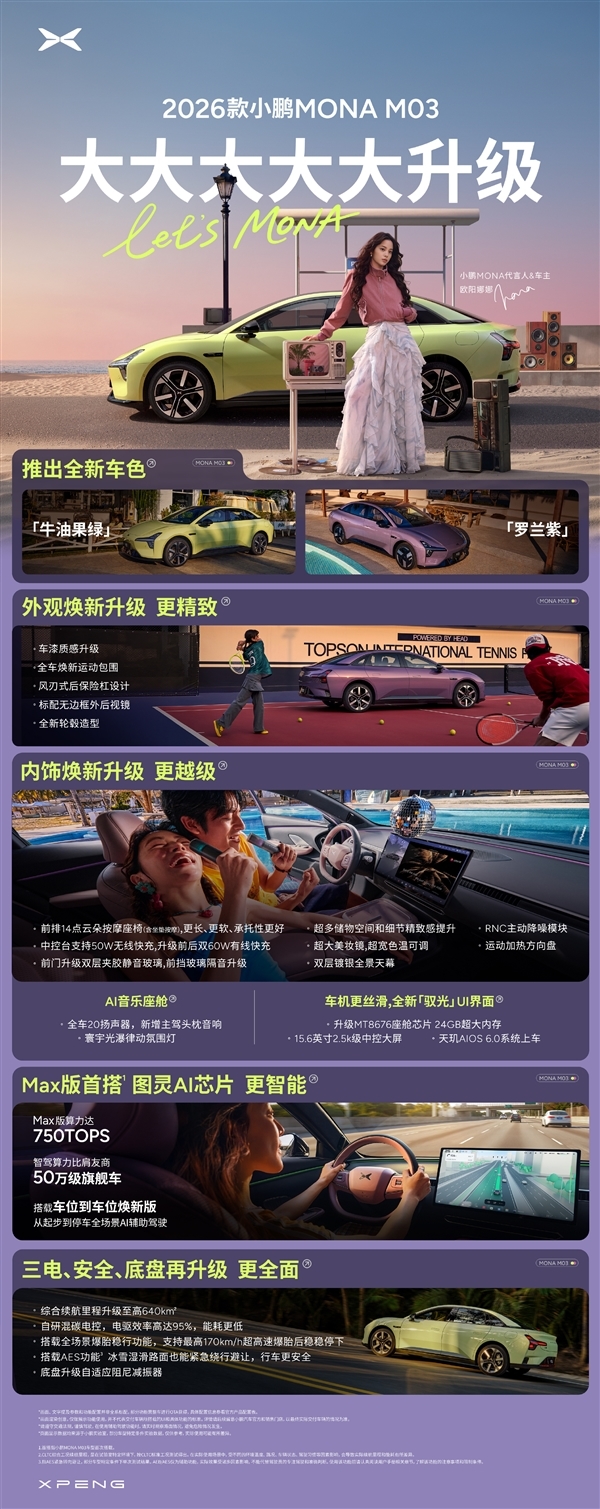 女车主奇多 新款小鹏MONA M03官图发布：全方位大升级