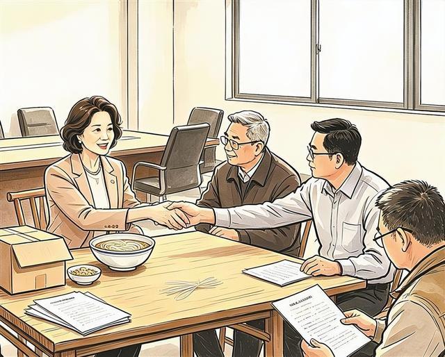 牵线 加拿大华人经销商陈芬芬回老家泉州探亲尝到云洋面线，主动找上门，想把这份优质的“家乡味道”销往海外。