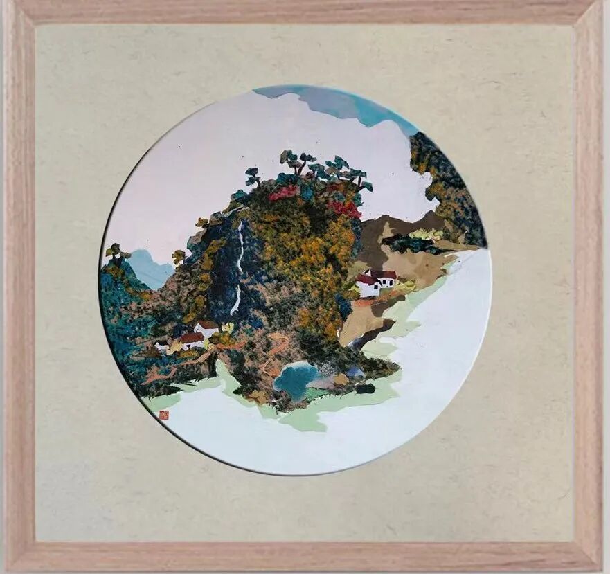 蓝华   布贴画  缙云小景.jpg