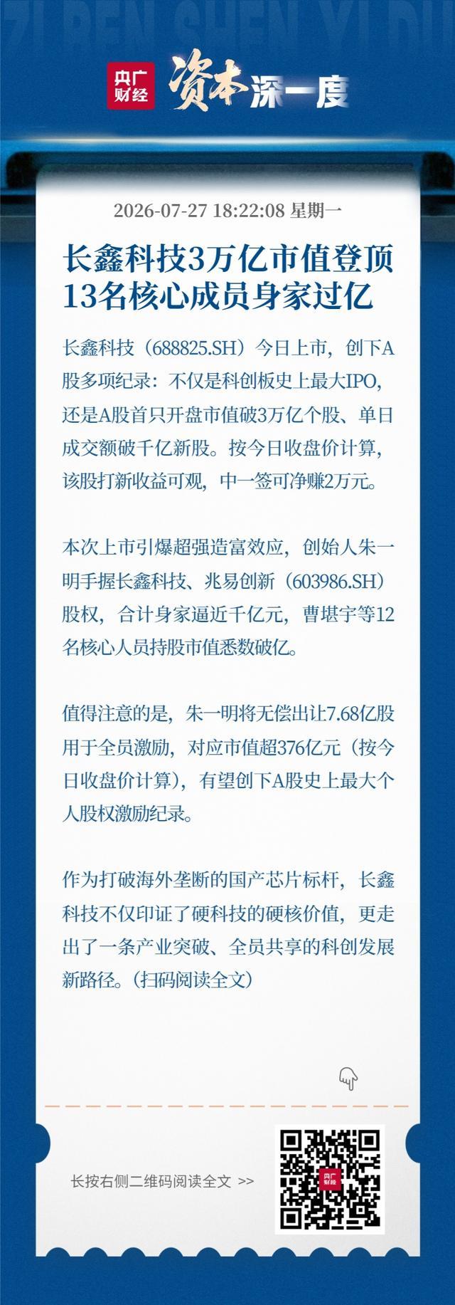 长鑫科技上市相关财经资讯海报