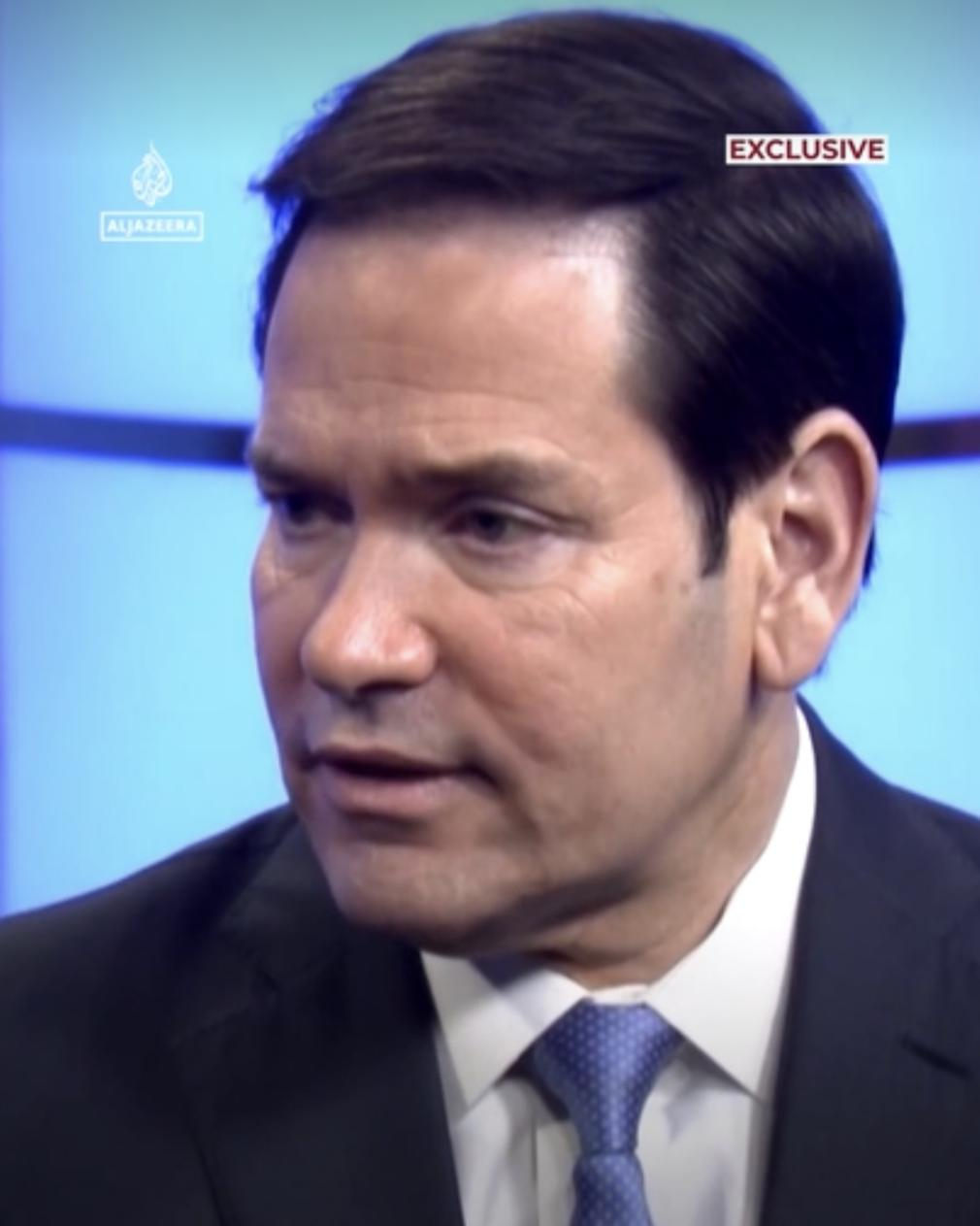 当地时间3月30日，鲁比奥接受半岛电视台采访。 图源：半岛电视台视频截图