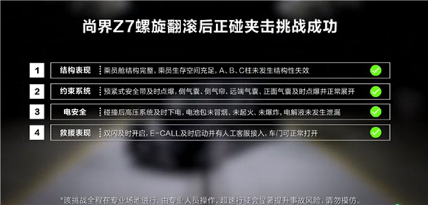 尚界Z7行业首测螺旋翻腾夹攻碰撞： ABC柱均未结构性失效