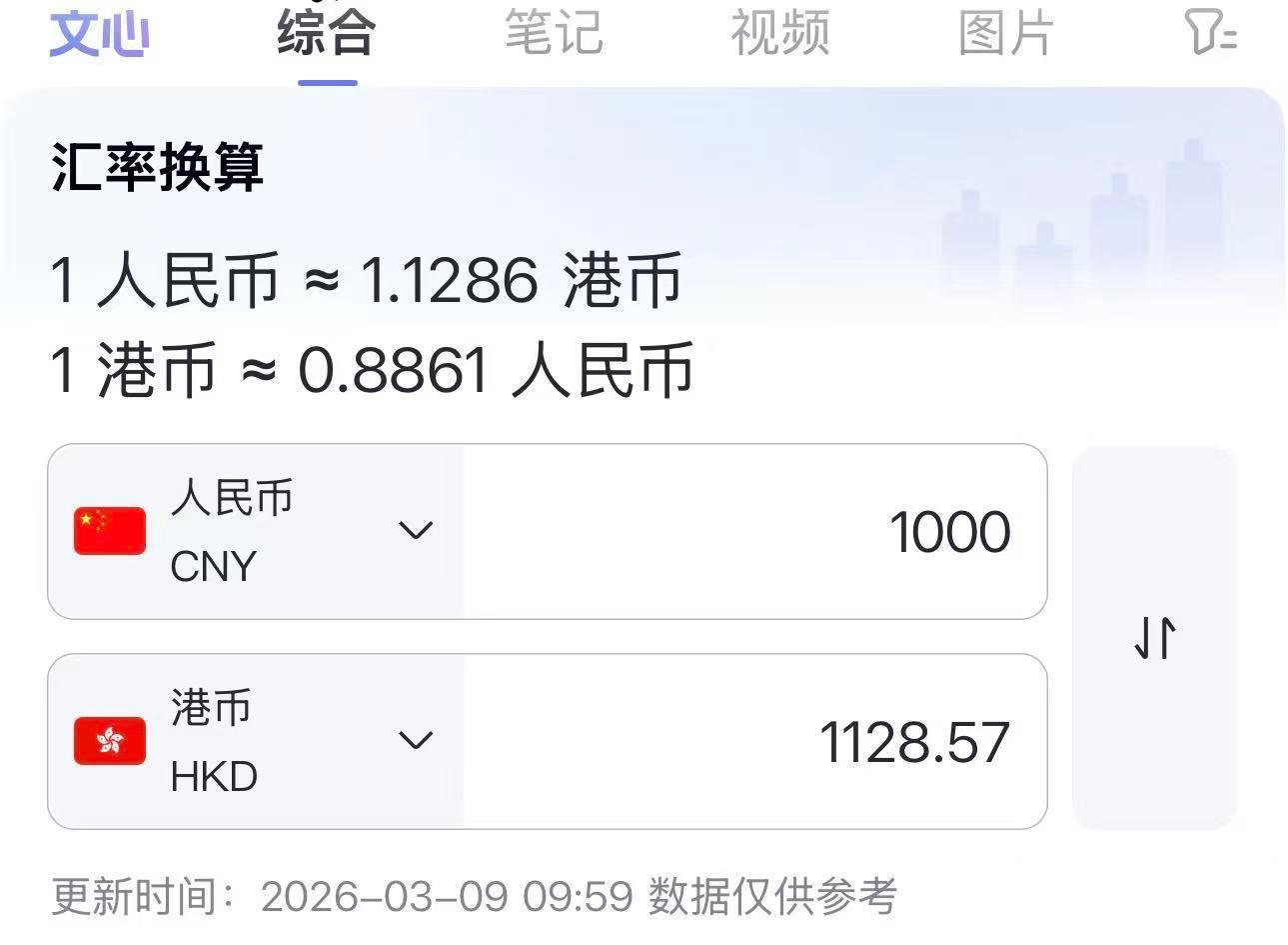 当时的港币实时汇率