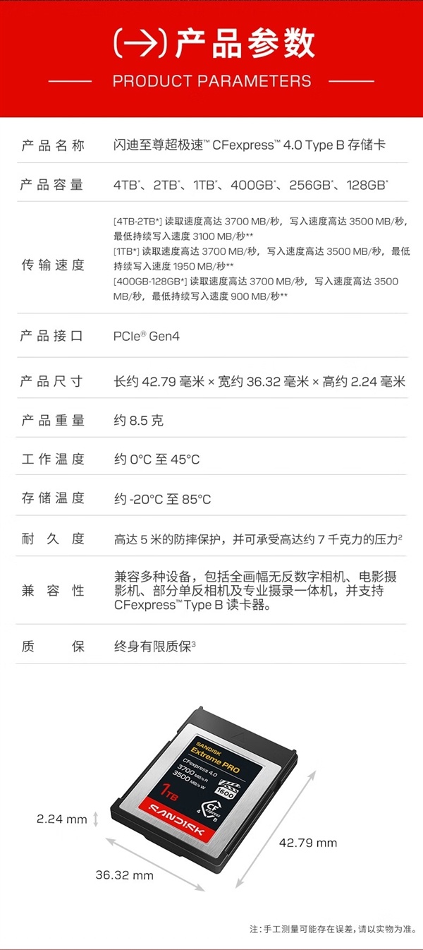 闪迪发布CFexpress 4.0存储卡:读速3700MB/s 支持12K视频