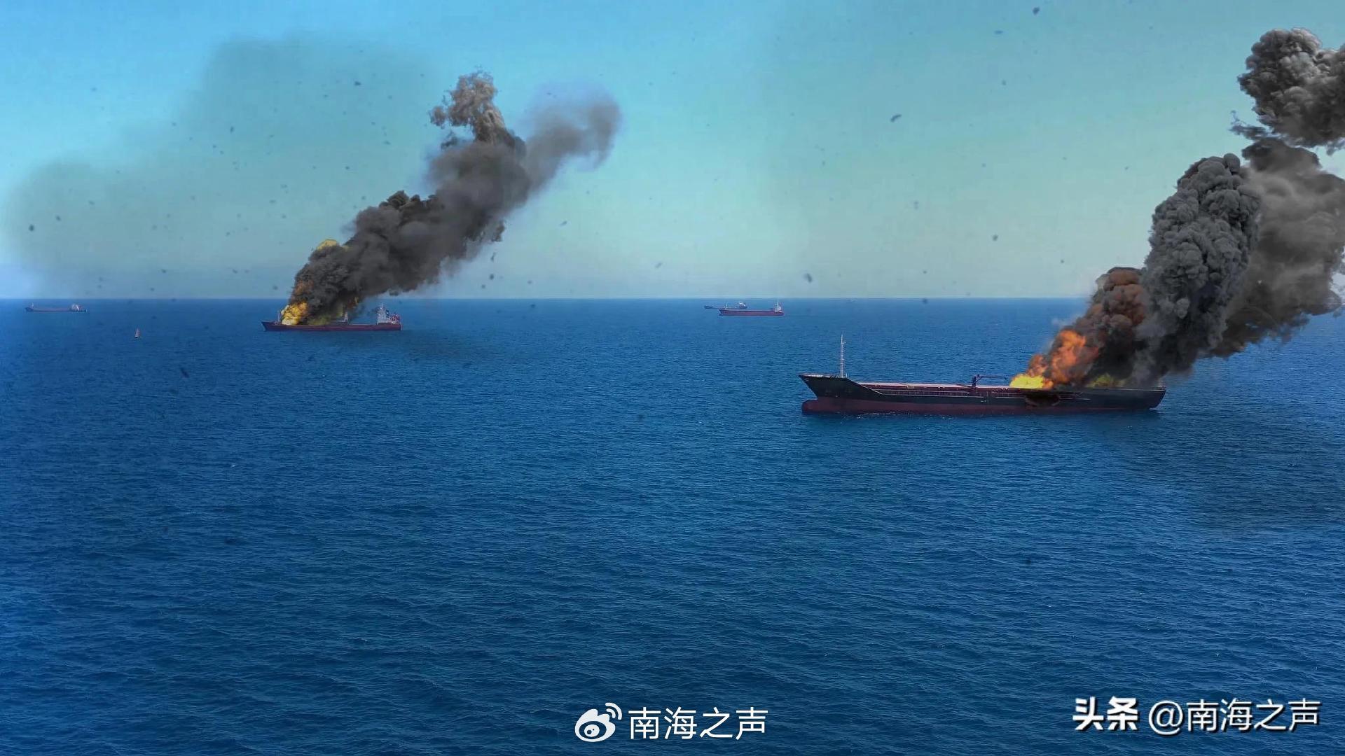 在霍尔木兹海峡遇袭的油轮。图/视觉中国