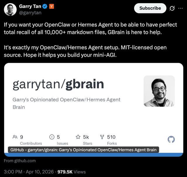 狂揽7.1k Stars!武装你的龙虾和“爱马仕”,YC总裁开源AI记忆外挂