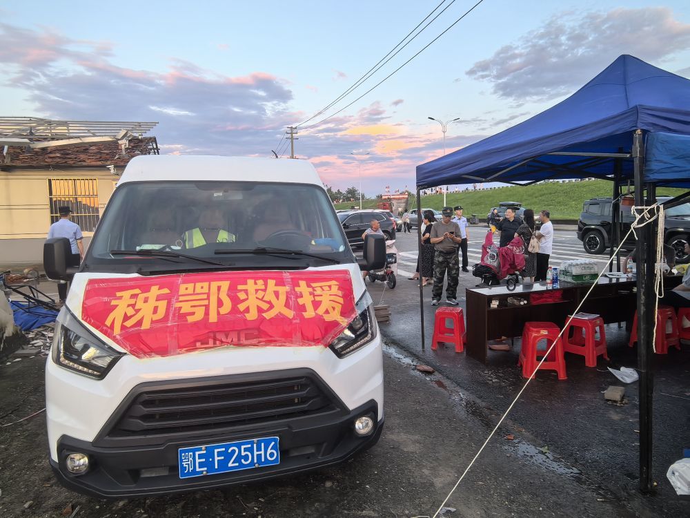 图为湖北省黄冈市黄州区受灾区临时办公点位。新华社记者 田中全 摄