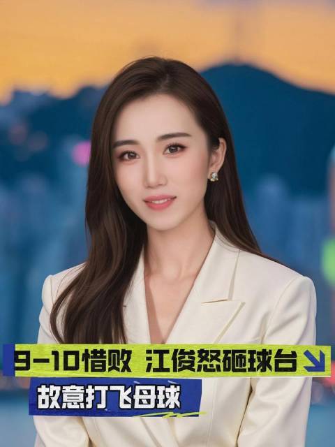 江俊以9比10遗憾落败，愤然击打球台，母球应声飞出