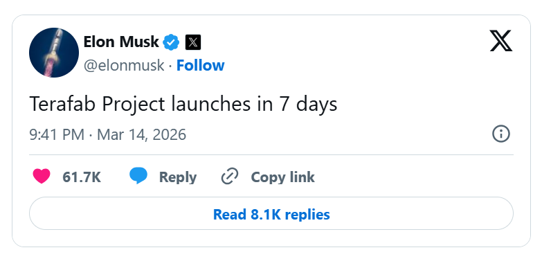 马斯克X平台发文截图。