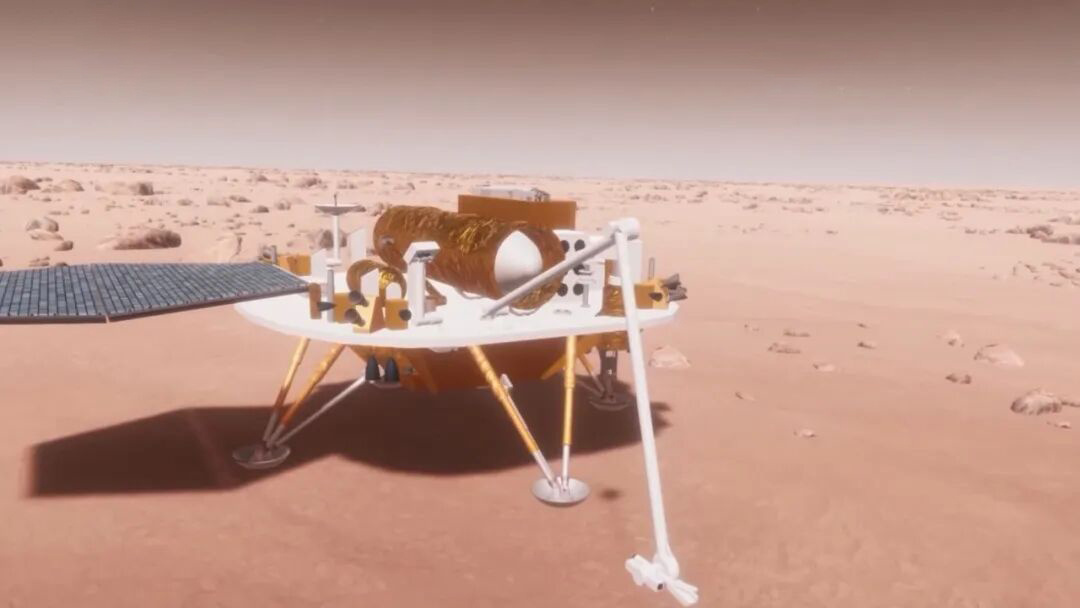 央视报道中使用的火星探测器动画演示画面