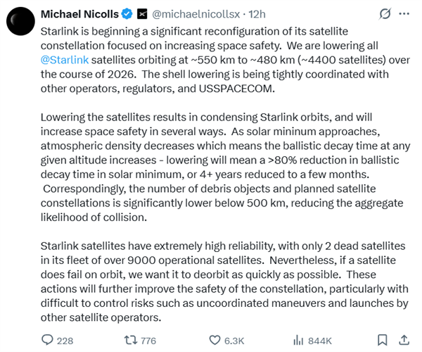 SpaceX宣布史上最大卫星降轨行动：超4000颗卫星降轨