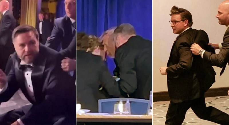 副总统万斯、总统特朗普和众议院议长约翰逊撤离画面