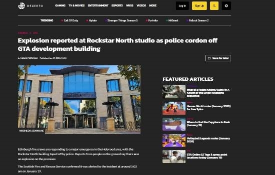 R星北方工作室发生爆炸！警方封锁《GTA6》开发大楼