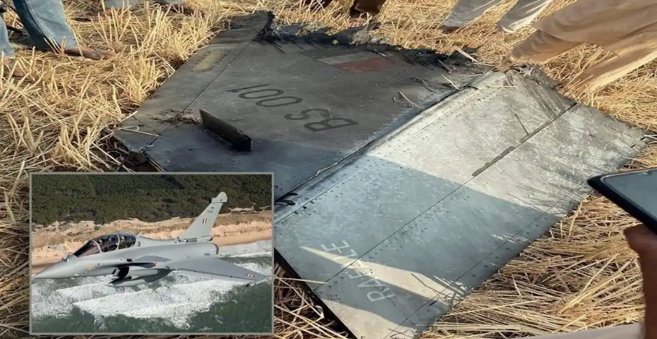 在印巴冲突中被击落的“阵风”战斗机残骸。