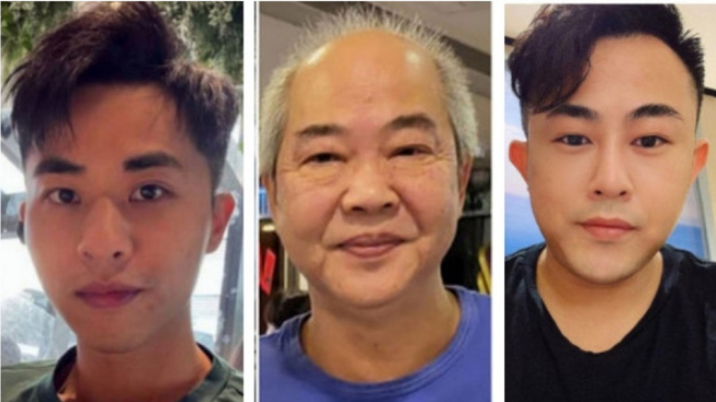 3名被告,左起:邝港智、邝球及邝港杰。图源:港媒
