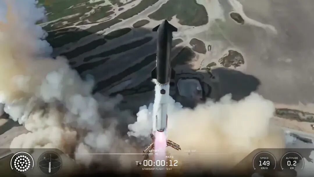 2026年7月24日,SpaceX“星舰”超级重型火箭执行第13次试飞任务发射升空。图源:SpaceX