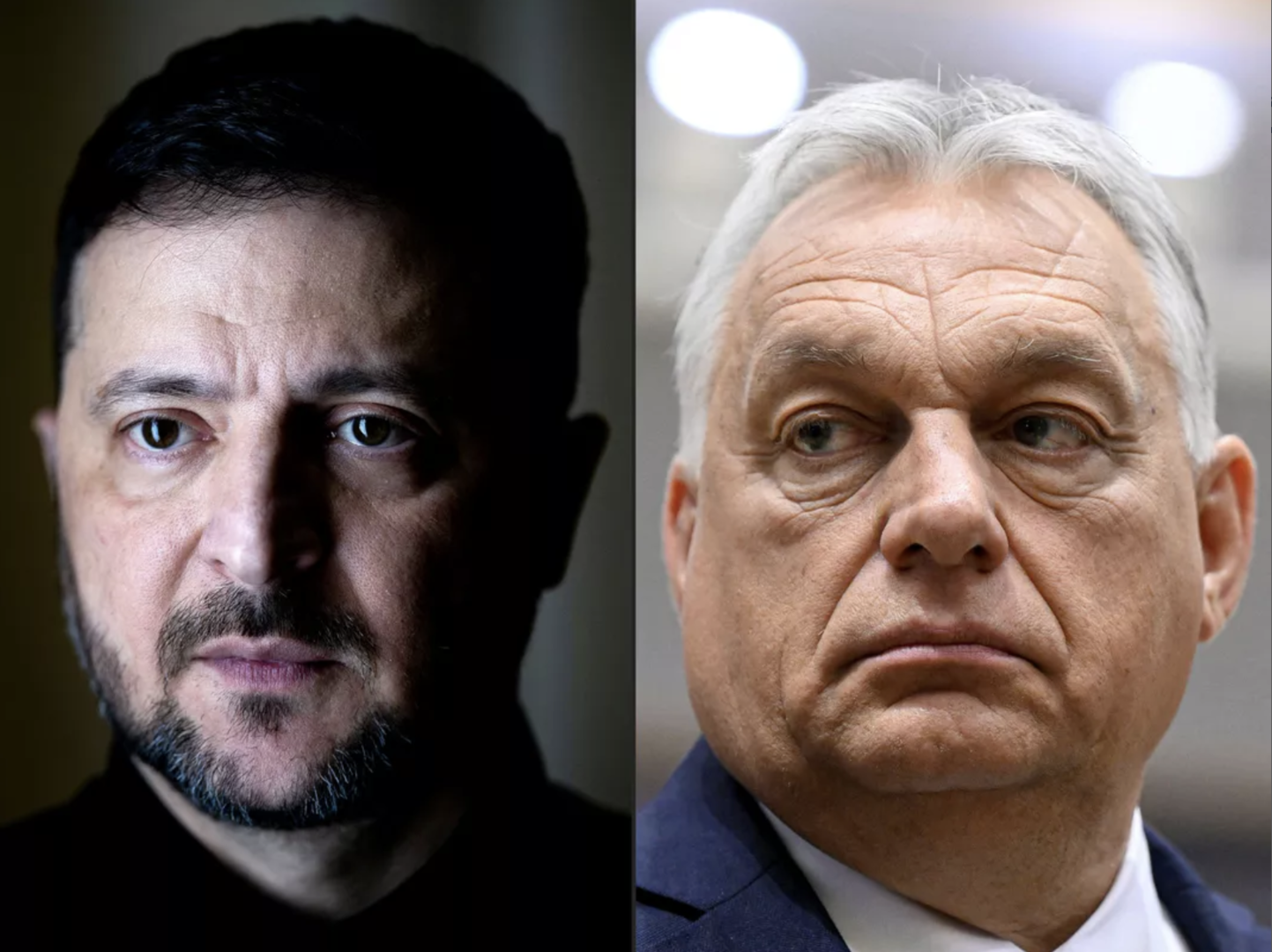 ▲乌克兰总统泽连斯基(左)和匈牙利总理欧尔班