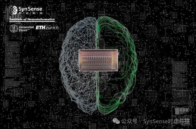 脑机接口芯片与神经网络概念示意图