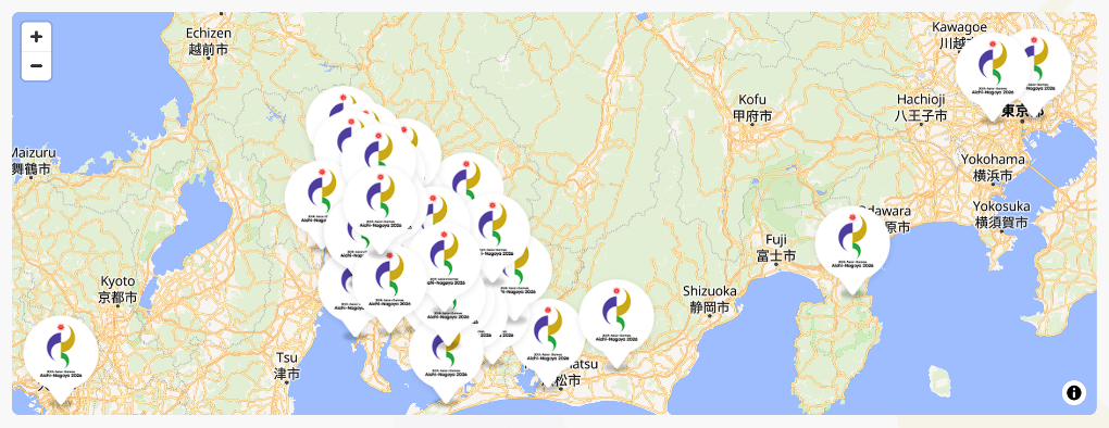 名古屋亚运会部分比赛场馆分布图。