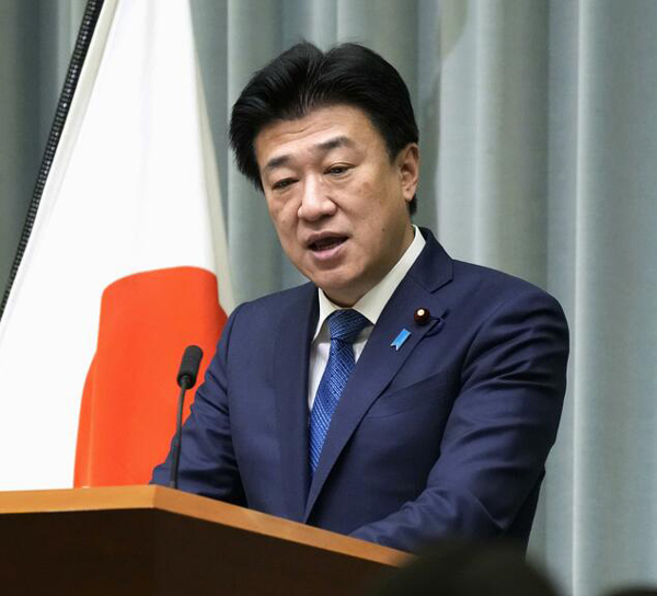 2026日,日本东京,木原稔在记者会上发言。 共同社