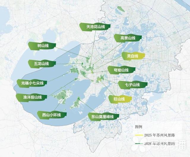 苏州风景路精品路线分布图。苏州市园林和绿化管理局供图