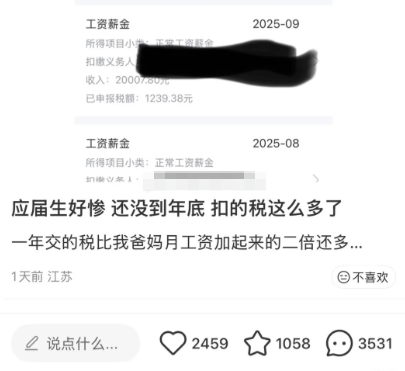 ▲应届生晒出的个税缴纳记录(图/网络)