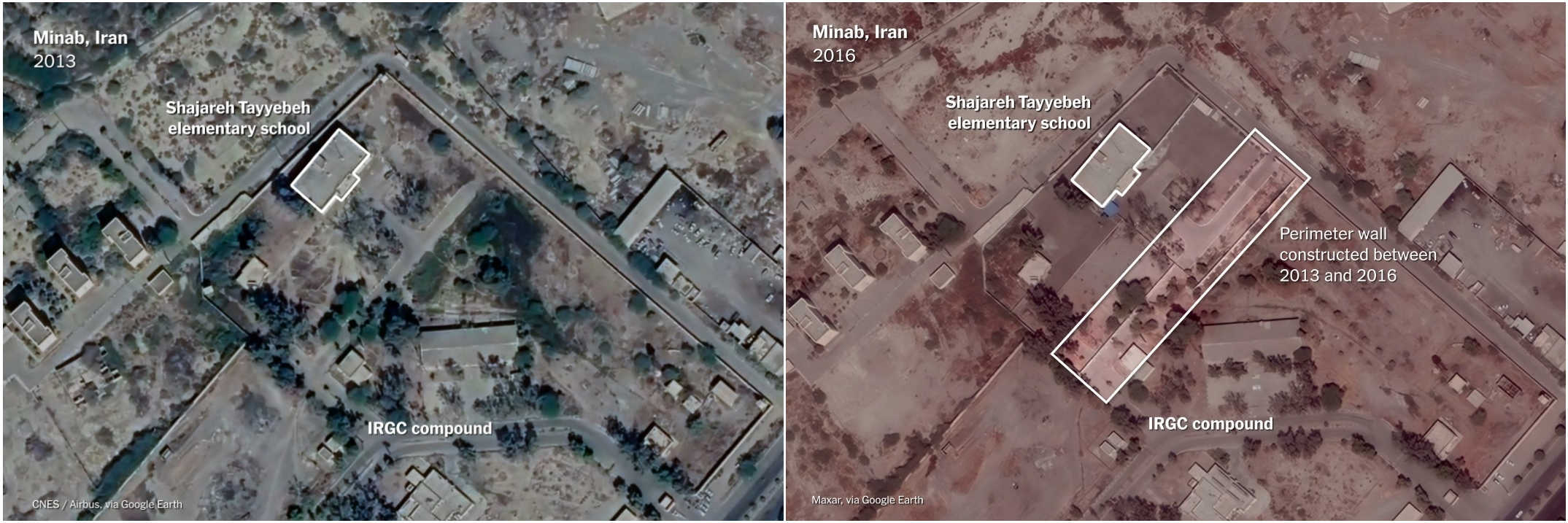 校园被围墙隔开。《纽约时报》制图