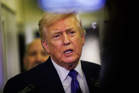 △特朗普在谈判结束后接受美国媒体采访