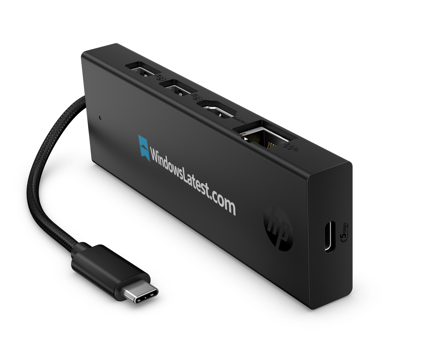 HP Portable USB-C 4K HDMI Hub Rear Top Left for CES 2026