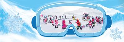 “雪假”期间，学生们在新疆阿勒泰将军山国际滑雪度假区进行滑雪前热身。　新华社记者 阿 曼摄