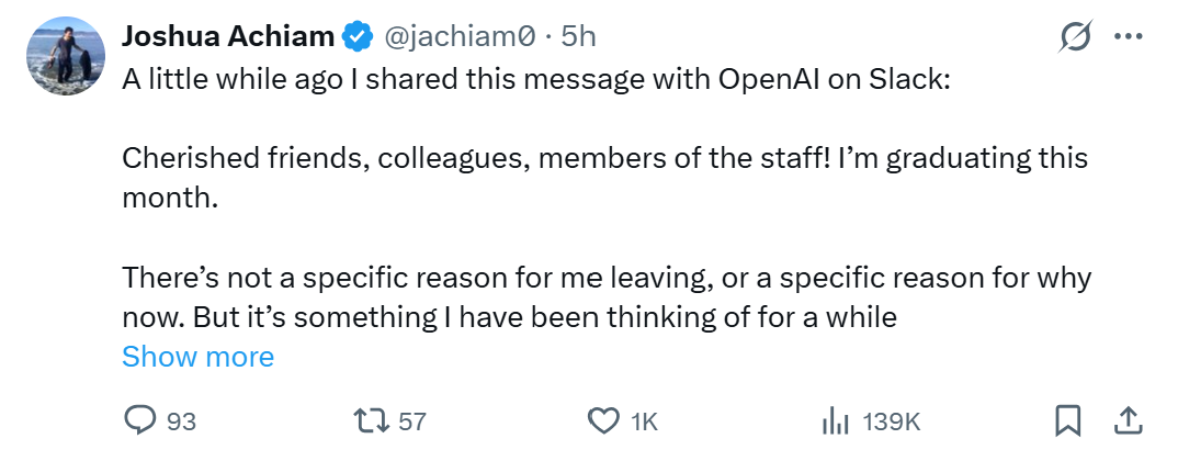 OpenAI再失一名元老！敢跟马斯克拍桌子，Anthropic创始人给他送奖杯