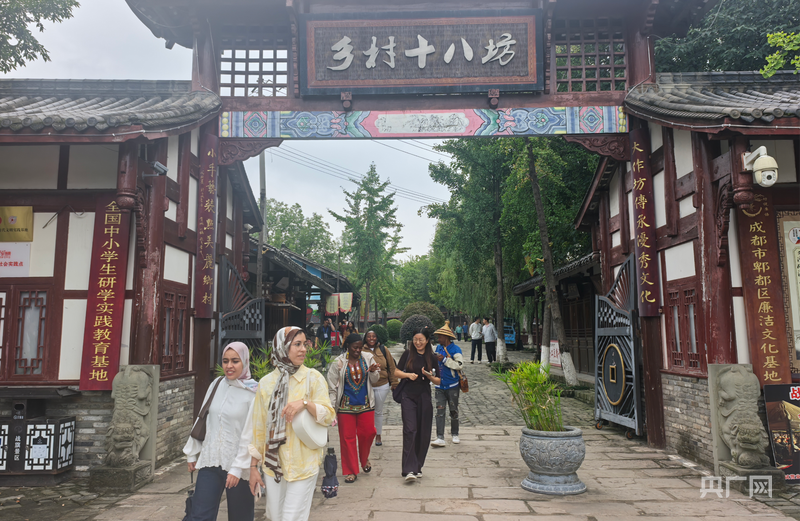 来自各地的游客在战旗村乡村十八坊游览观光(央广网记者 昌思荣 摄)
