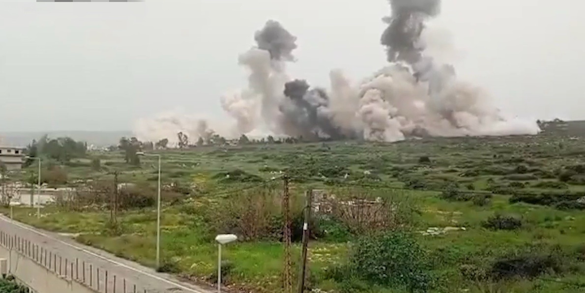 4日,以色列发布爆破纳古拉地区的视频截图。