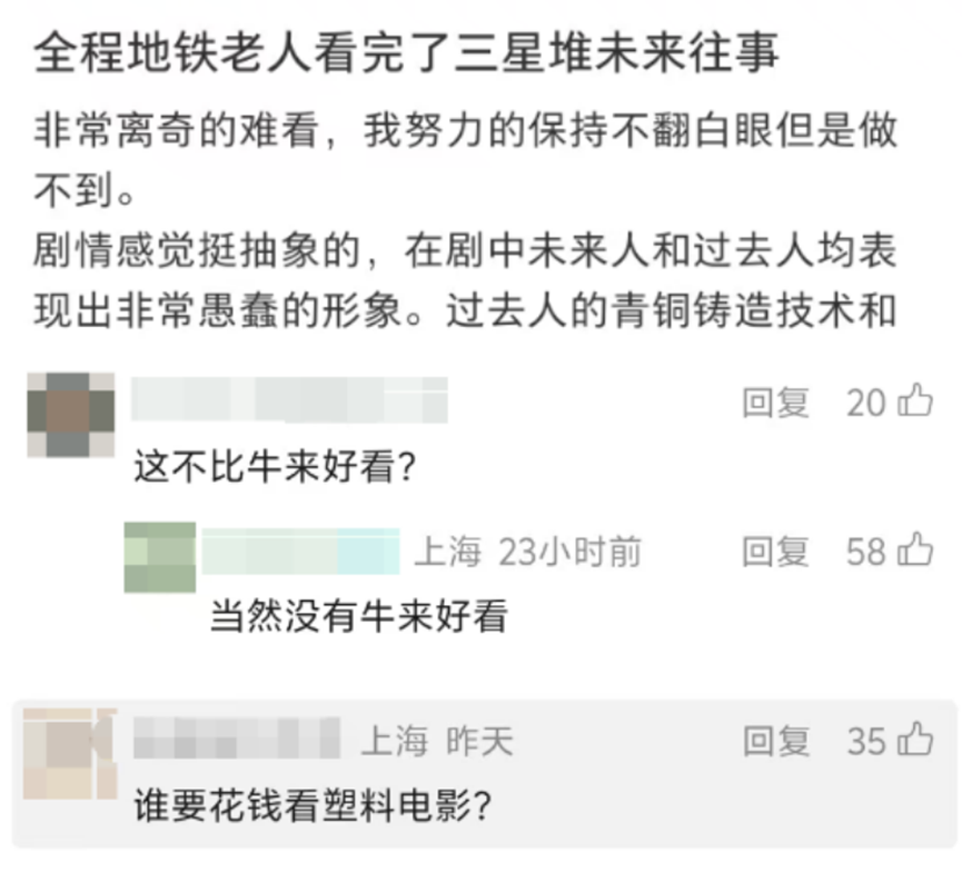 网友对《三星堆:未来往事》的讨论与质疑。(图/社交平台截图)