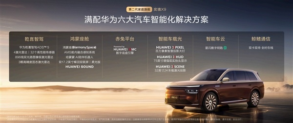 满配华为乾崑全栈智能 全尺寸SUV奕境X9上市:限时27.98万起