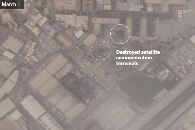 《纽约时报》称,卫星图像显示,位于巴林的美国海军第五舰队总部的雷达设施受损