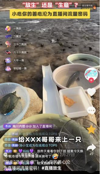 直播间也能成为放生平台。
