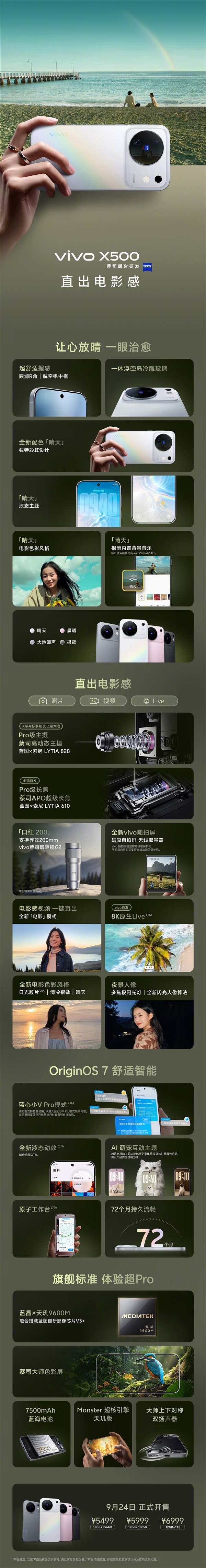 Pro级主摄和长焦下放标准版!一图读懂vivo X500:5499元起