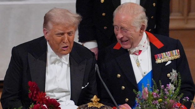 特朗普(左)本年9月访英手艺出席查尔斯三世在温莎城堡举行的国宴。图源:外媒