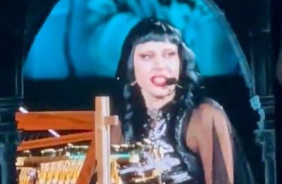 当地时间1月29日,美国歌手Lady Gaga在东京巨蛋体育馆举行的巡回演唱会上就ICE在美国国内的执法行动发表讲话。图源:美媒视频截图