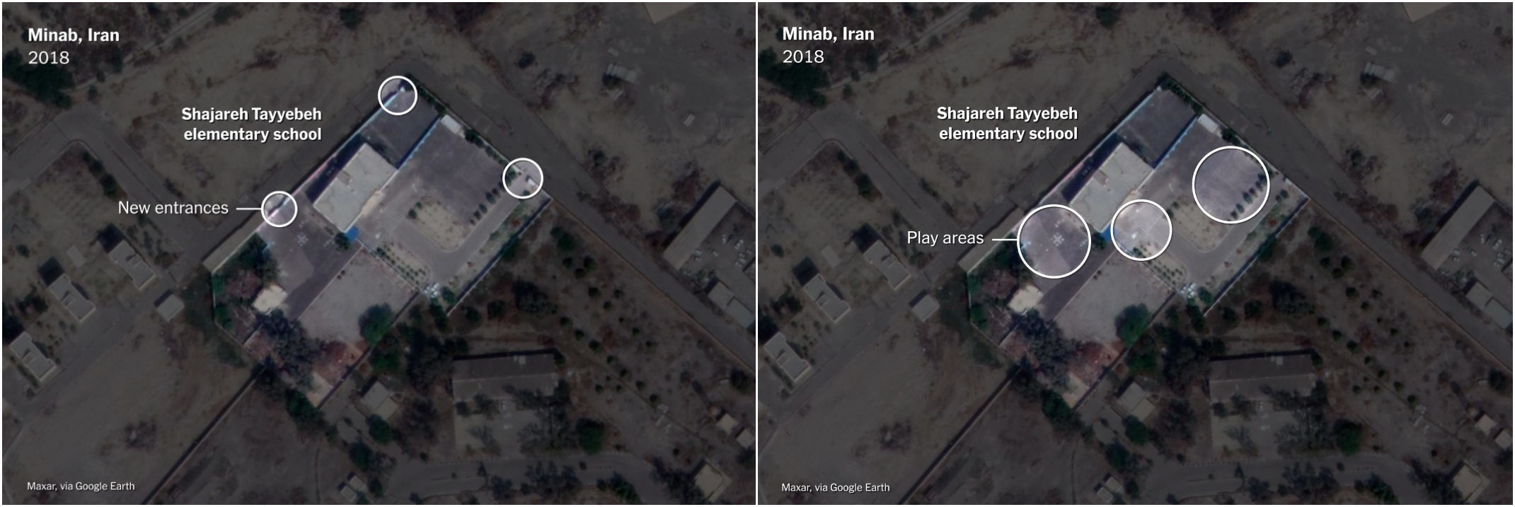 学校新设的出入口和室外活动区。《纽约时报》制图