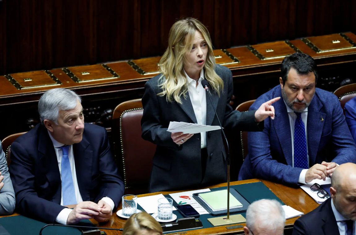 ▲意大利总理梅洛尼(中)所领导的政府对以色列态度发生巨大转变