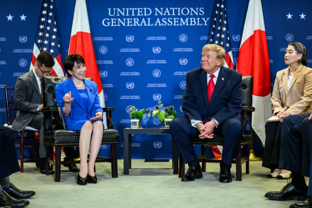 ◆ 9月22日,美国纽约联合国总部,高市早苗与特朗普举行首脑会谈。(图源:白宫官方社媒账号)