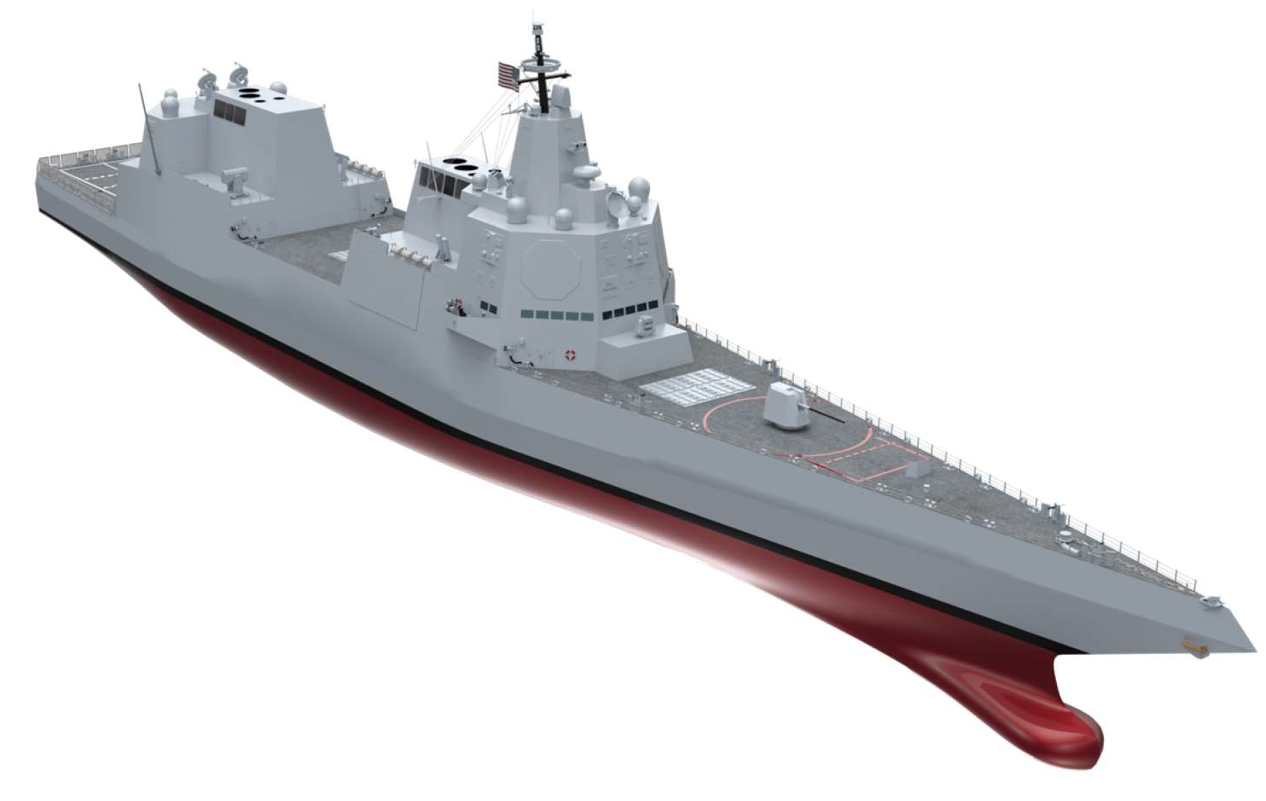 DDG(X)，或称“大型水面作战舰艇”（Large Surface Combatant,LSC）效果图，在“特朗普”级战列舰提出之后被取代