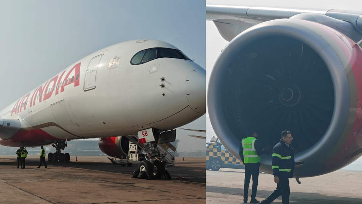 印度航空一客机因发动机吸入“异物”而受损。图源:印媒