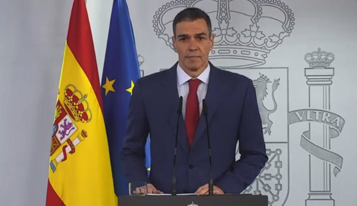 当地时辰3月4日，西班牙首相桑切斯发表讲话，重申不相沿好意思国伏击伊朗，不发怵挫折 视频截图