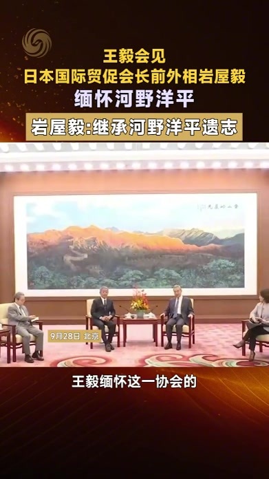 王毅会见日本国际贸促会长前外相岩屋毅 缅怀前会长河野洋平