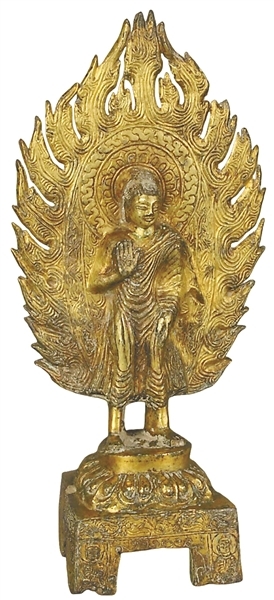 “延兴五年”铜鎏金立形释迦像 北魏 河北博物院藏