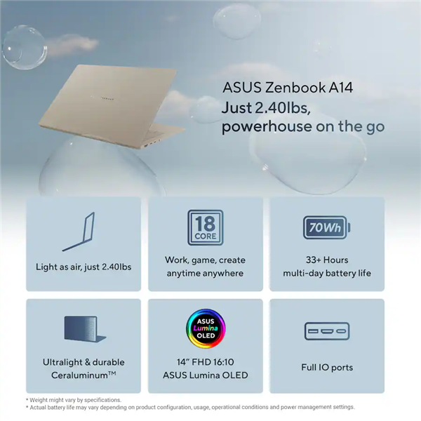史上最低价！华硕Zenbook A14狂降3150元：骁龙X2 Elite+16小时续航